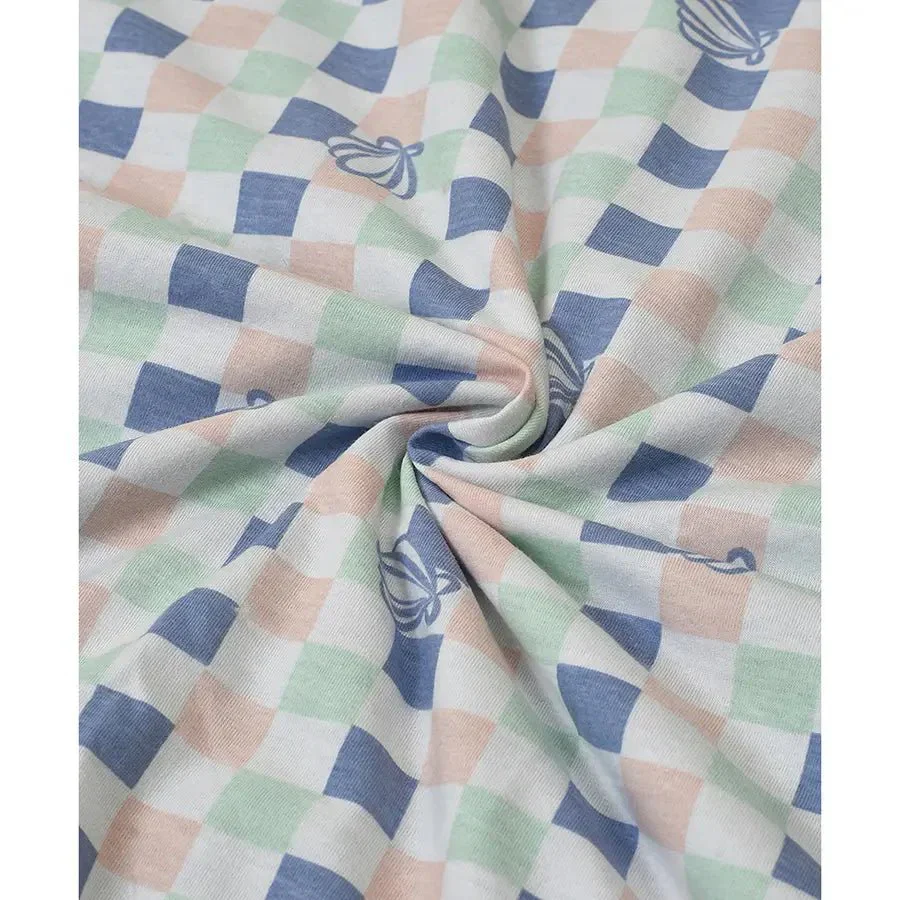Baby Comforter Blanket With Check Design - Blue - Image 6