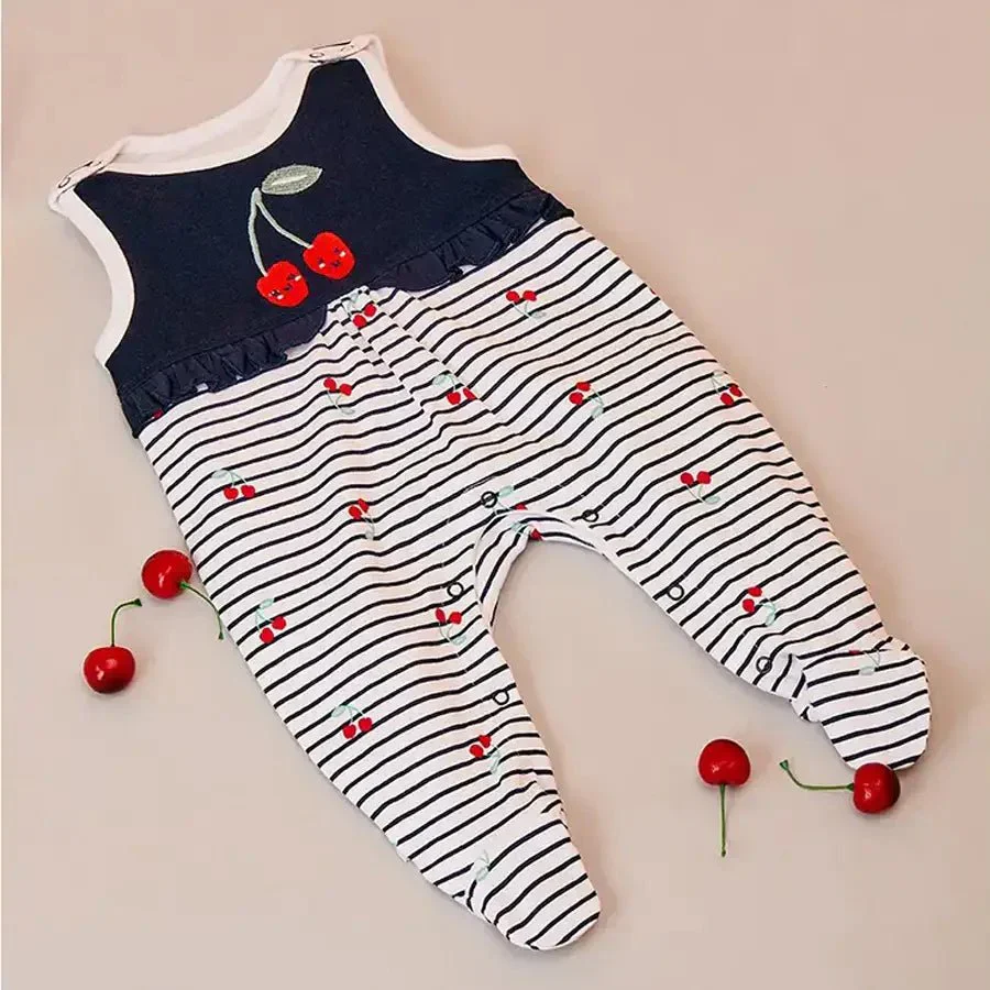 Baby Girl Cherry Print Romper With Booties - Image 2