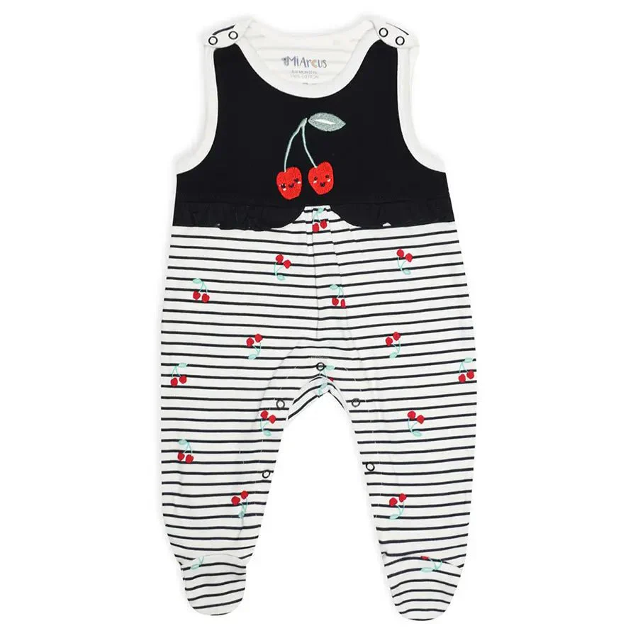 Baby Girl Cherry Print Romper With Booties - Image 3