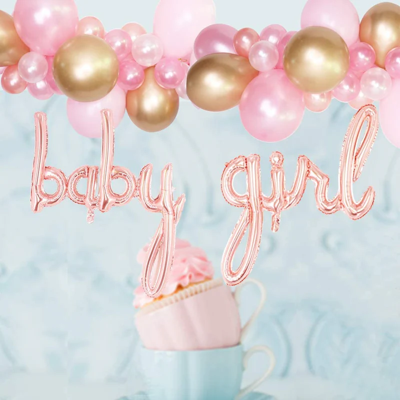 Baby Girl Cursive Letter Foil Balloon Set (Pink) (Pack of 1) - Image 6