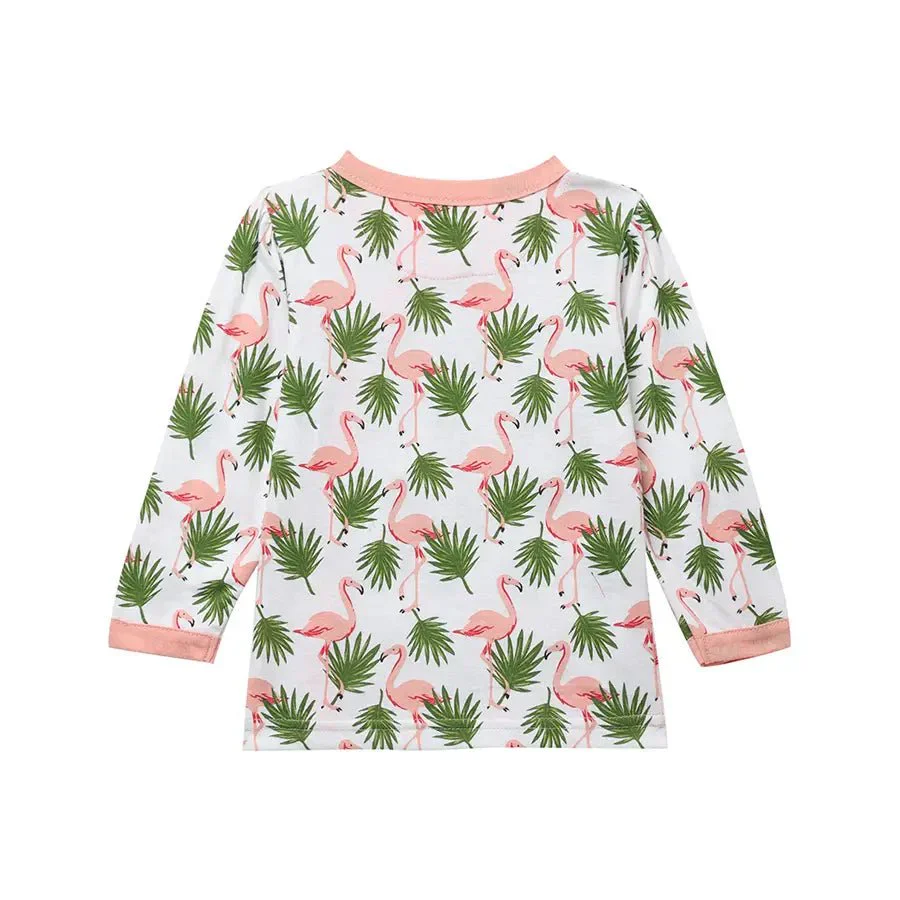 Baby Girl Flamingo Print Full Sleeve Bambino Set - Image 5