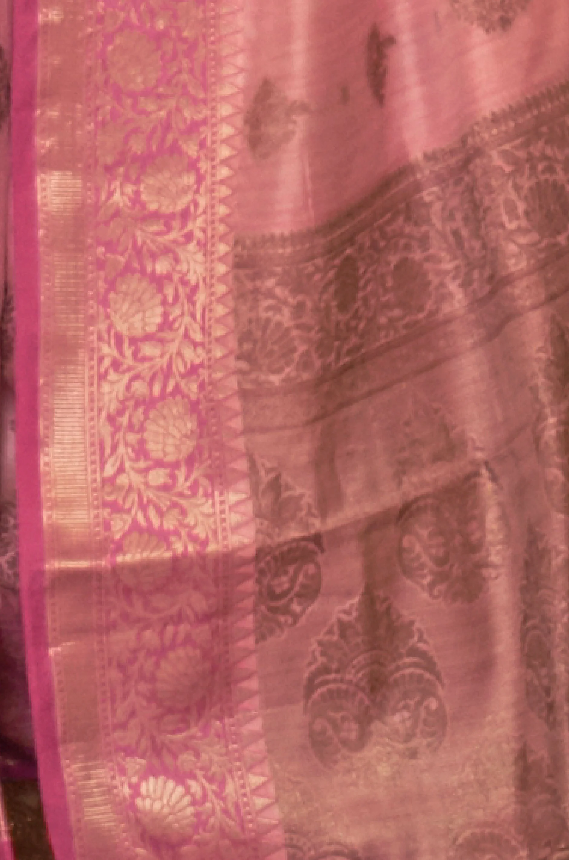 Baby Pink Woven Tussar Silk Saree - Image 2