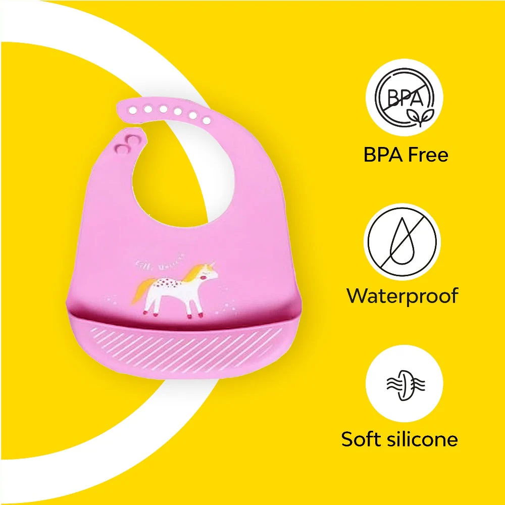 Baby Waterproof Silicone Bib With Pocket - Image 20