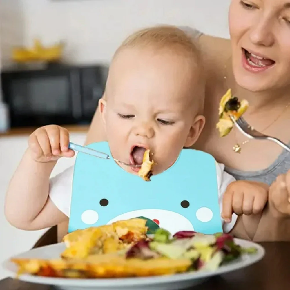 Baby Waterproof Silicone Bib With Pocket - Image 8