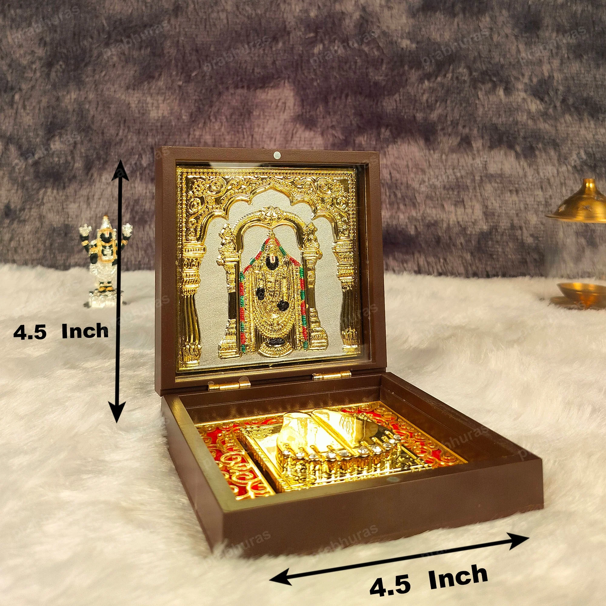 Balaji and Padmavathi Lakshmi Pocket Temple (24 Karat Gold Coated) - Image 16
