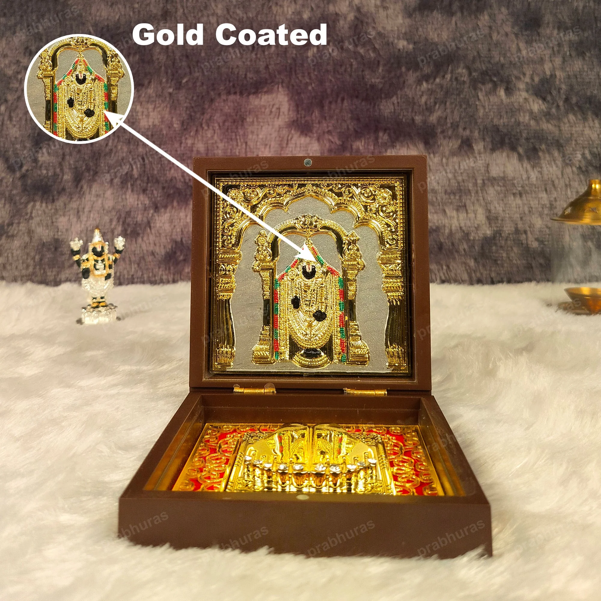 Balaji and Padmavathi Lakshmi Pocket Temple (24 Karat Gold Coated) - Image 17
