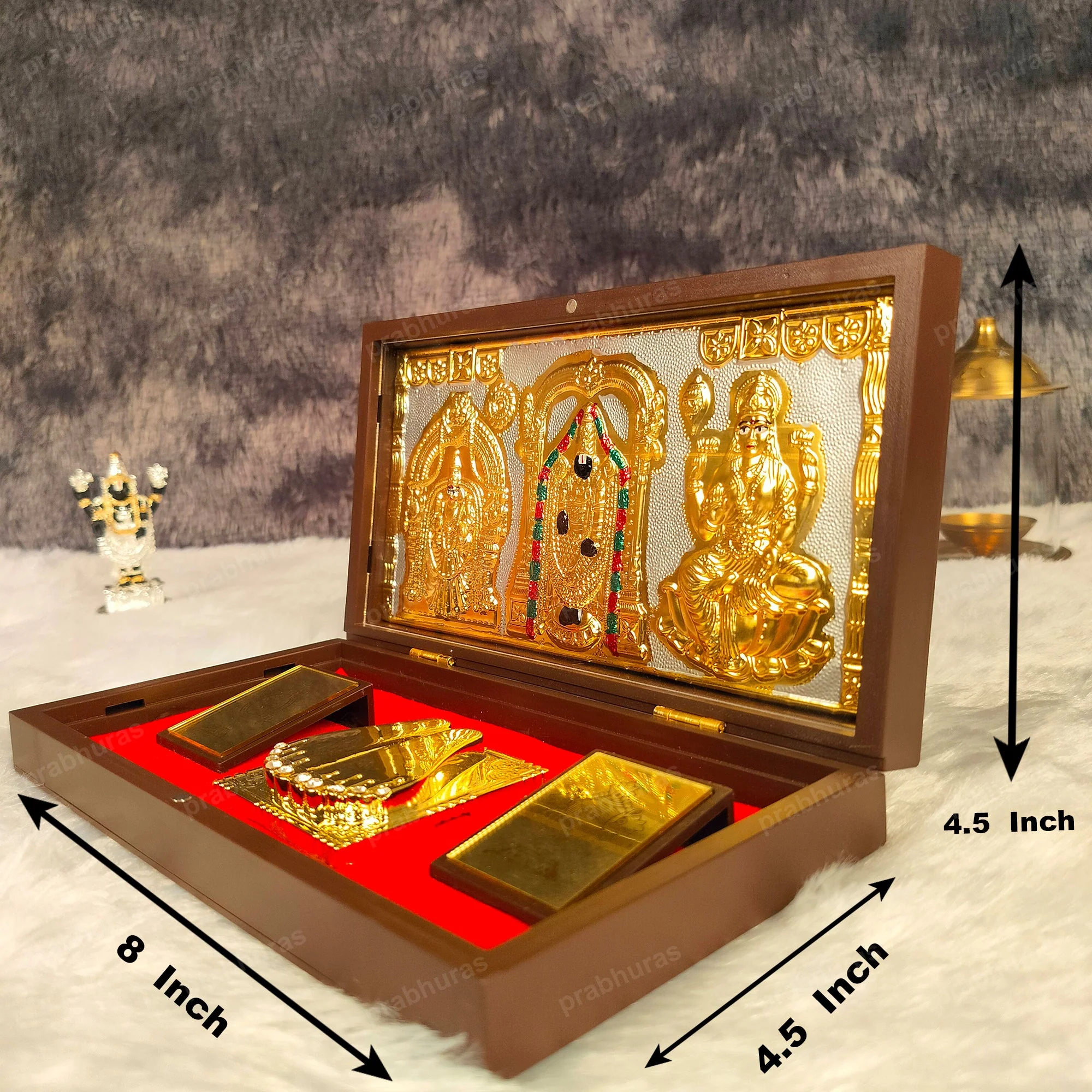 Balaji and Padmavathi Lakshmi Pocket Temple (24 Karat Gold Coated) - Image 7