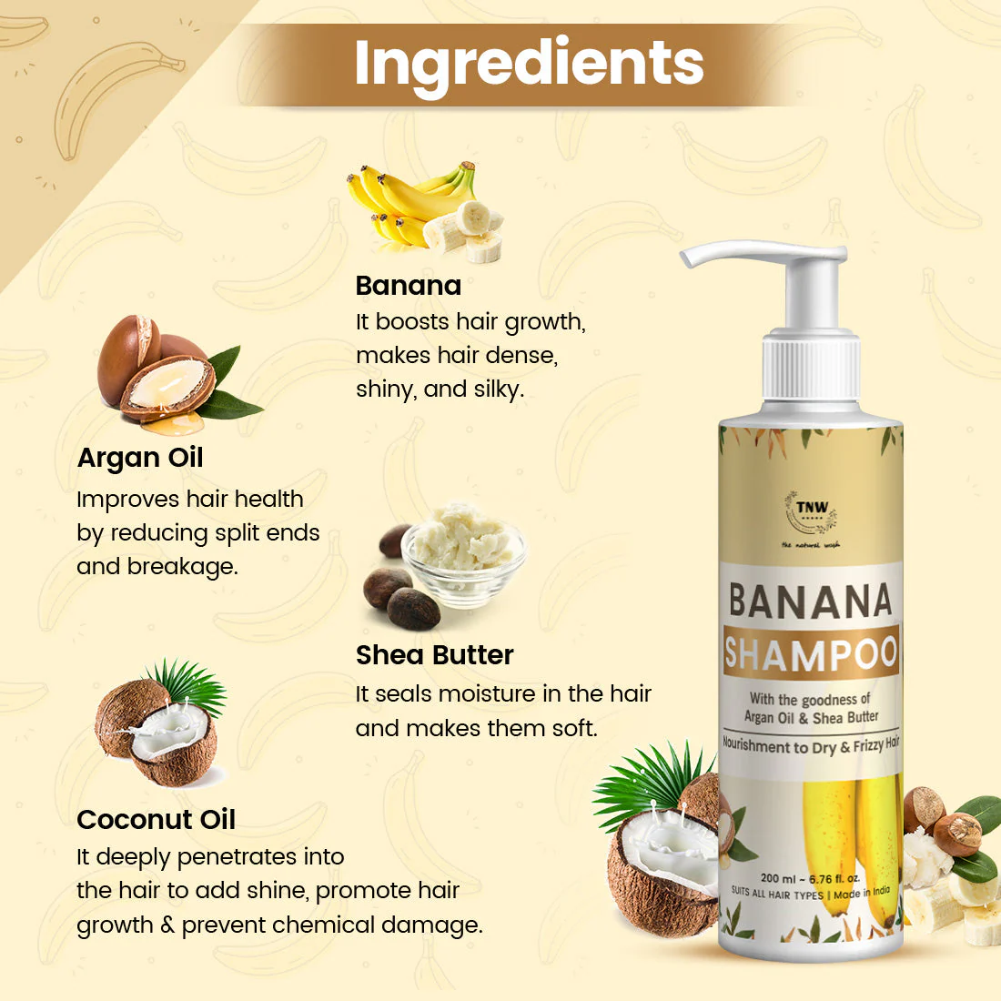 Banana Shampoo (Anti-Frizz Shampoo with Natural Ingredients). - Image 2