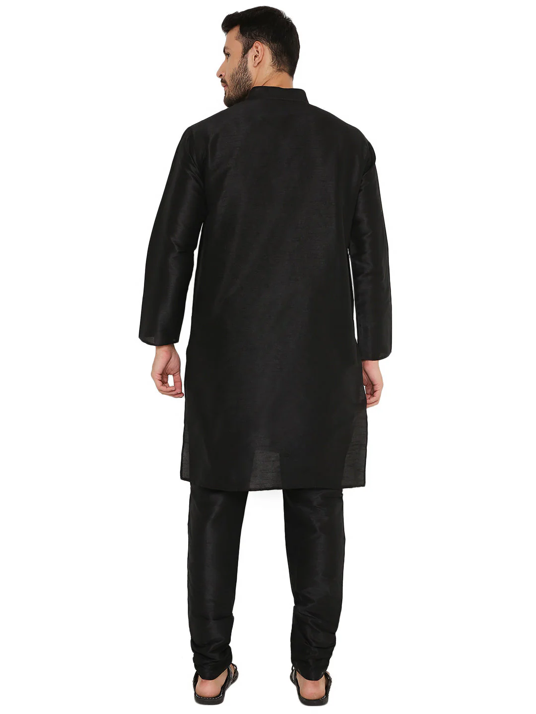Banarasi Dupion Silk Kurta in Black - Image 4