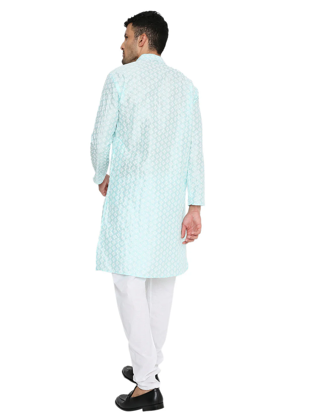 Banarasi Silk Kurta in Blue - Image 2