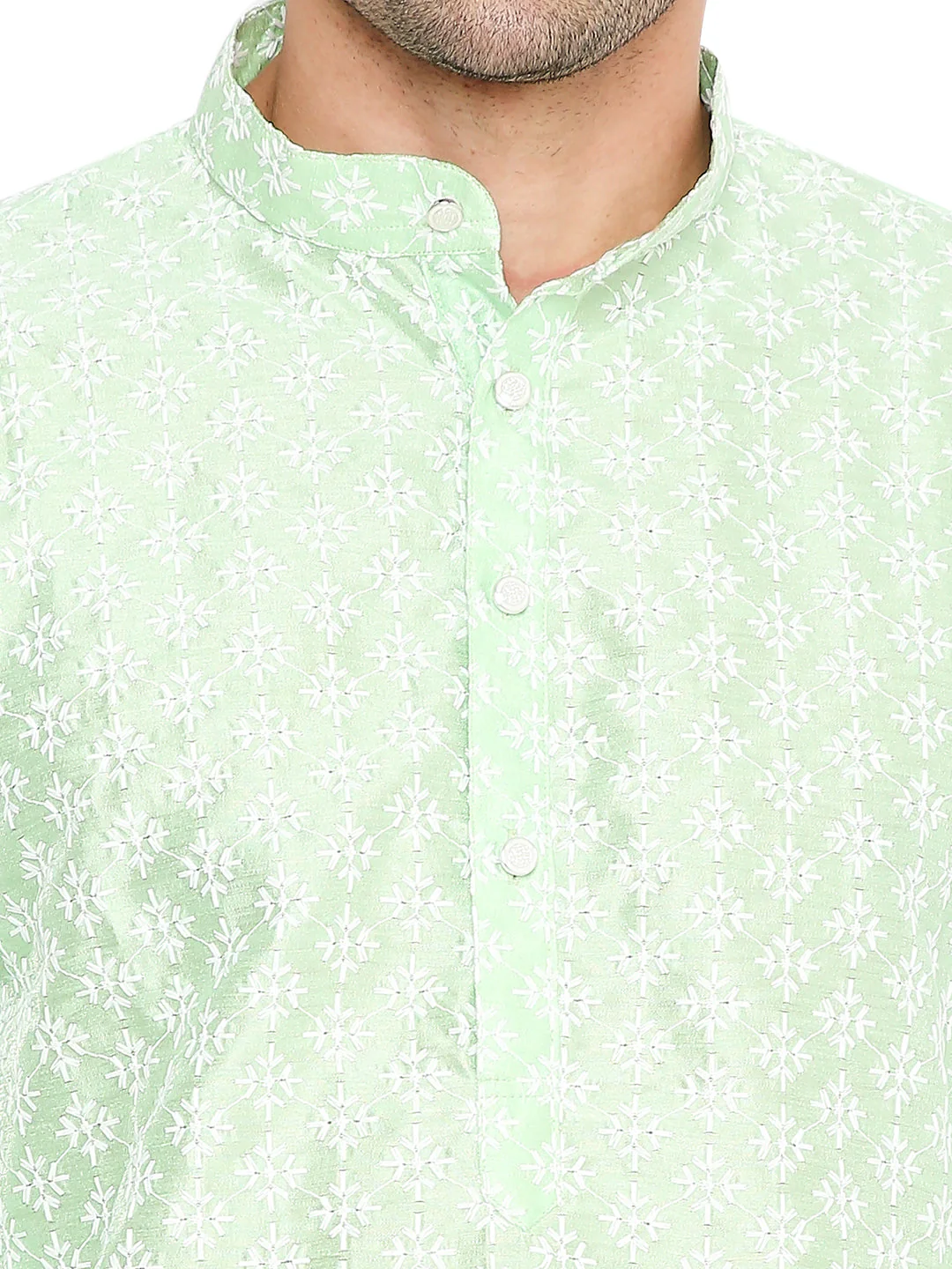 Banarasi Silk Kurta in Green - Image 5