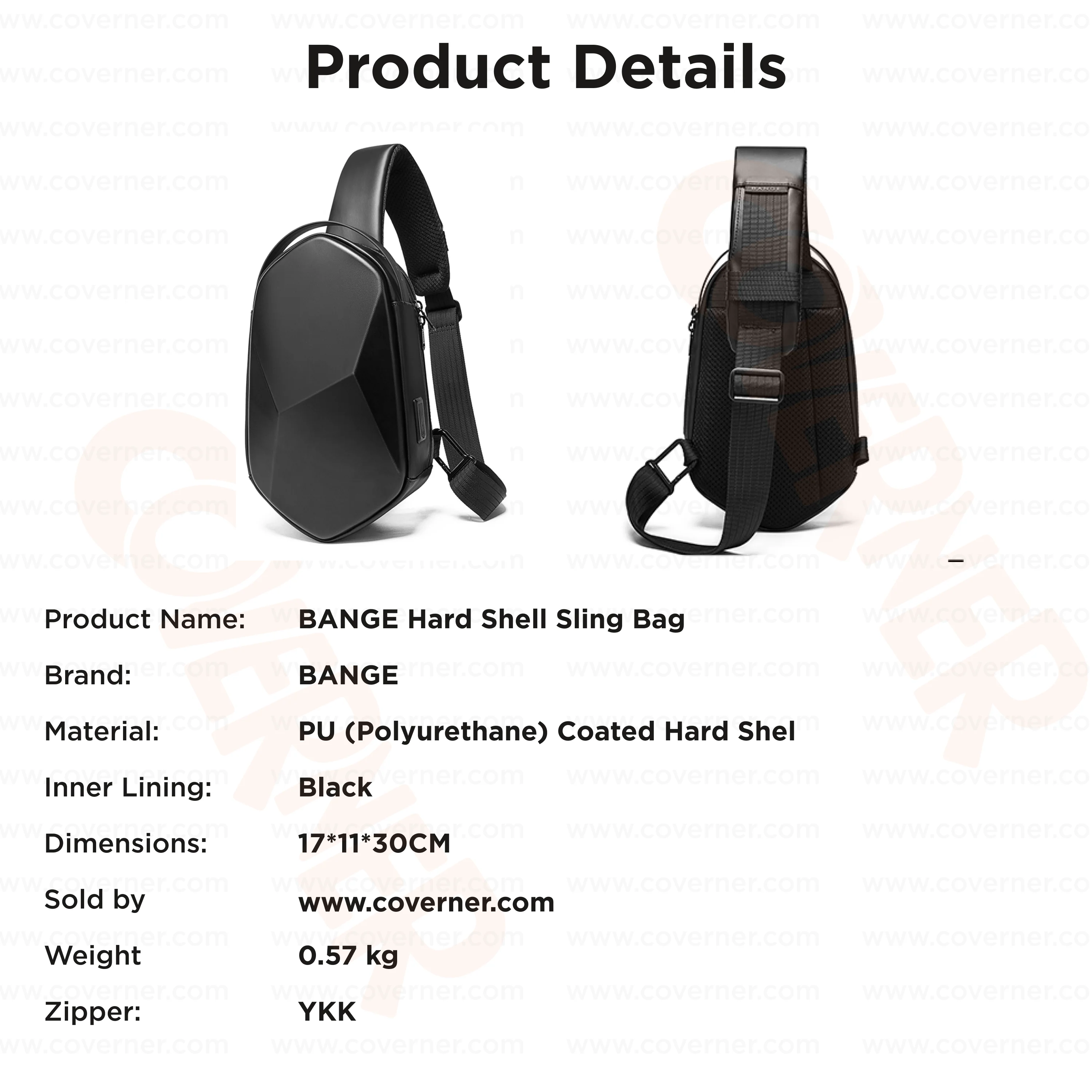 Bange Hard Shell Sling Bag – Waterproof Travel Crossbody with Anti-Theft Design by Coverner India - Image 4