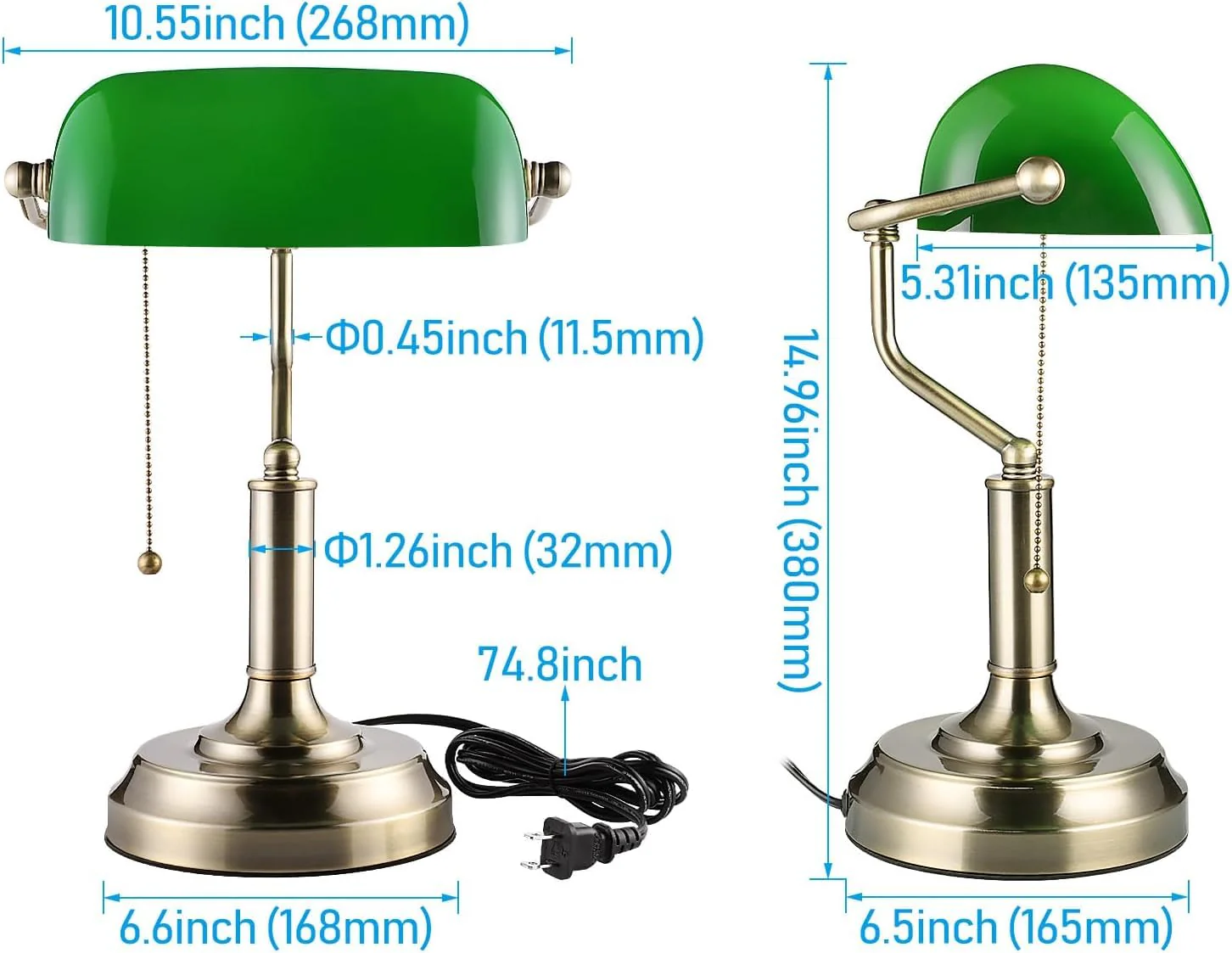 Banker Green Shade metal Table lamp - Image 3