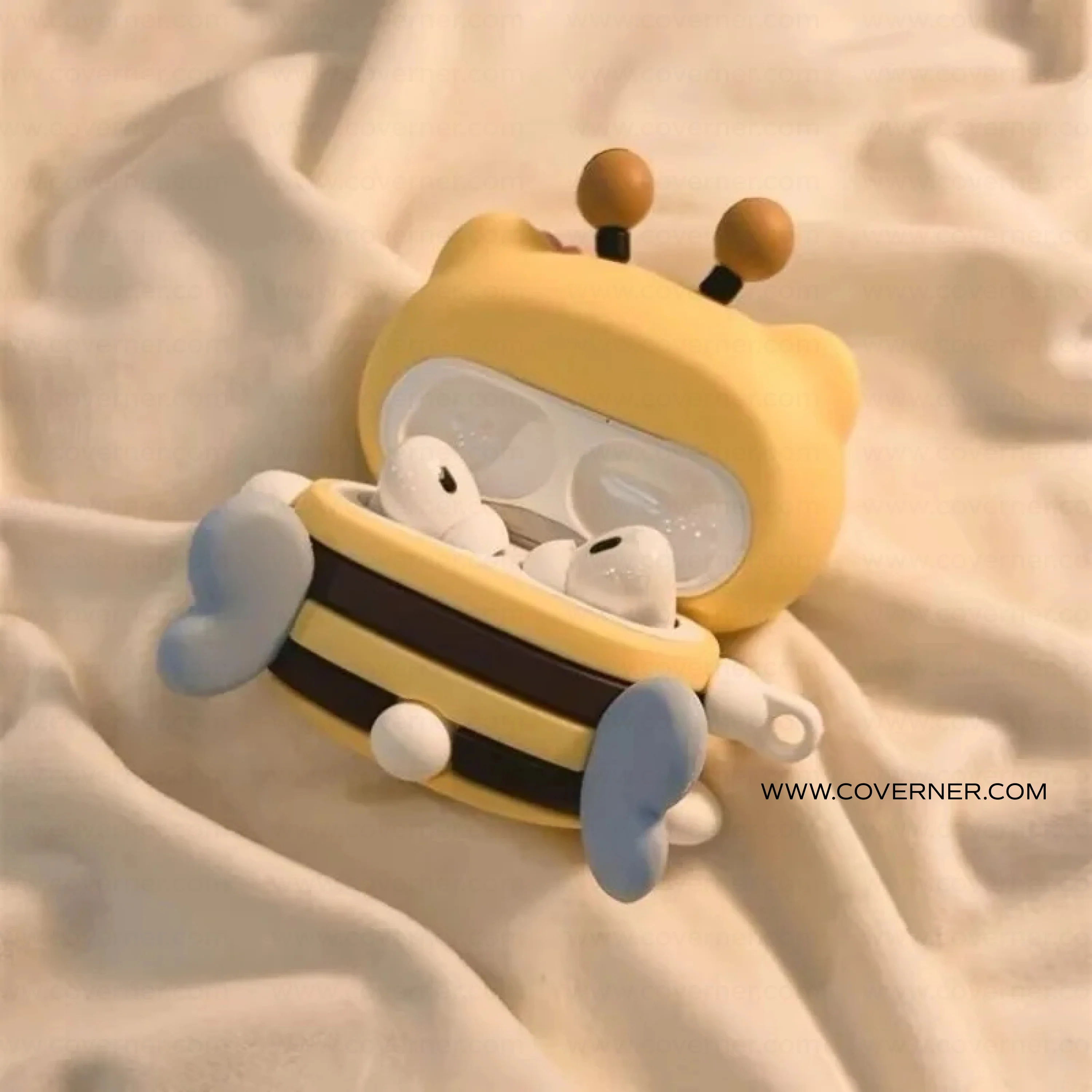 BeeBoo Kitty Bee Silicone AirPods Case with Hook – Cute Cartoon AirPods Cover by Coverner India - Image 4