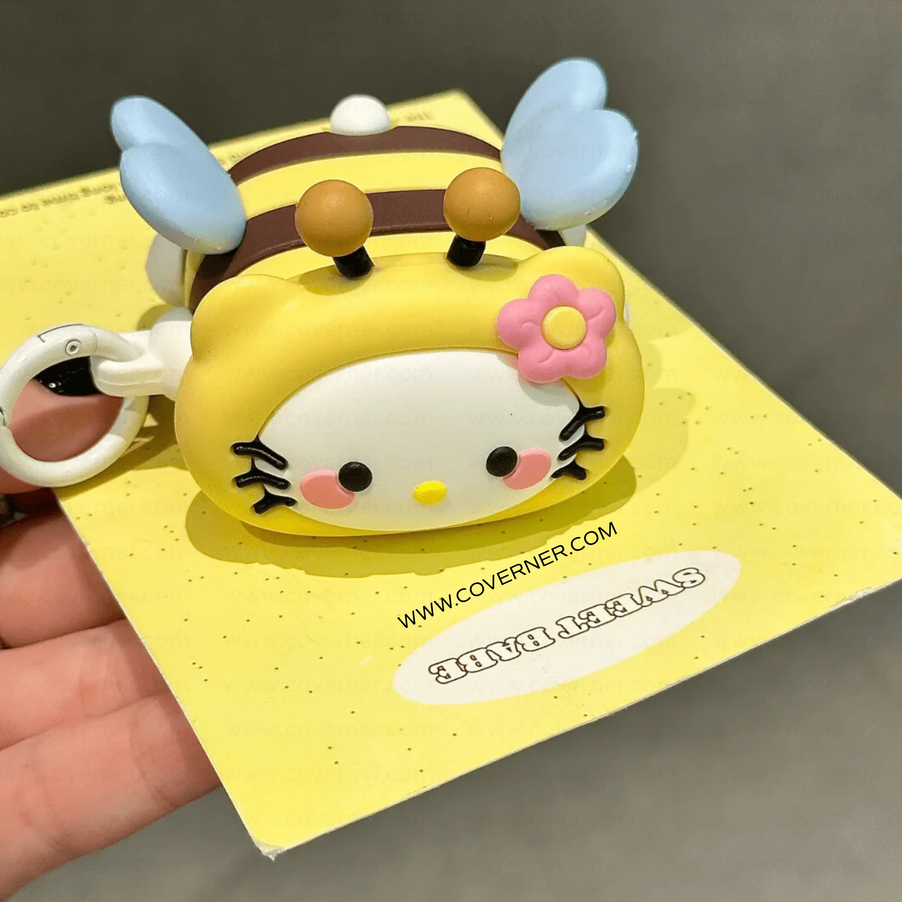 BeeBoo Kitty Bee Silicone AirPods Case with Hook – Cute Cartoon AirPods Cover by Coverner India - Image 6