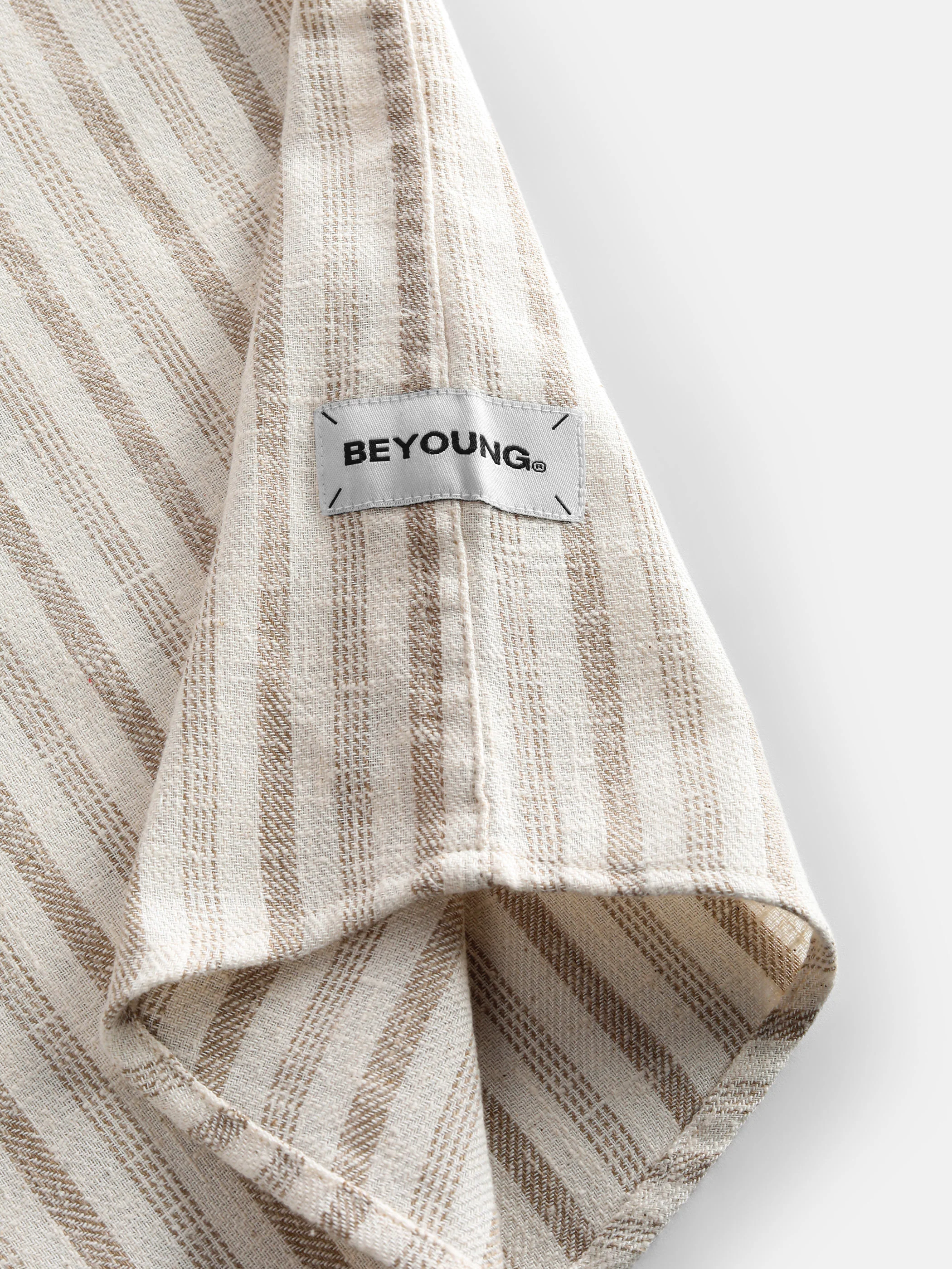 Beige Busy Stripe Cotton Shirt - Image 8