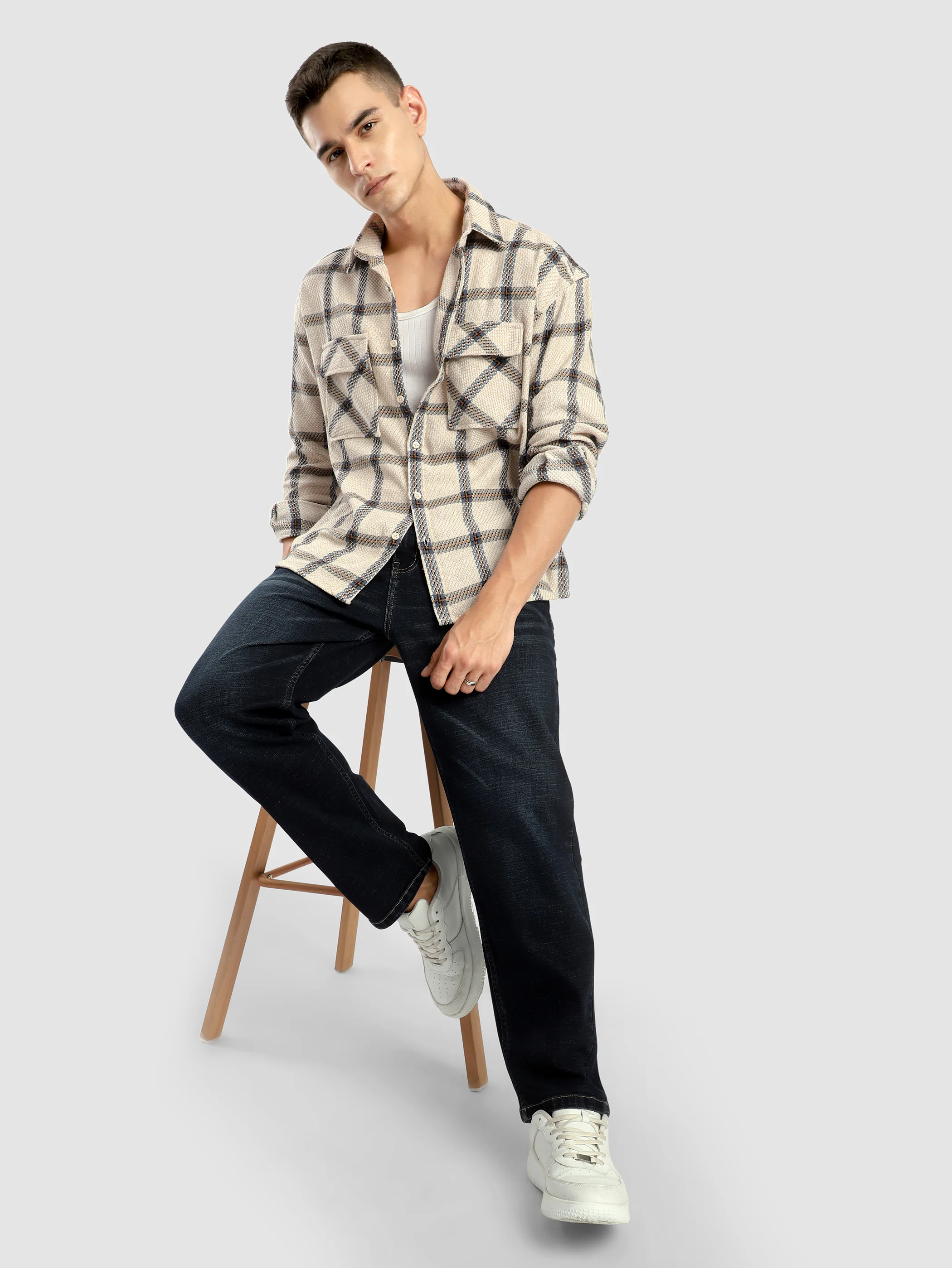 Beige Cotton Flannel Overshirt - Image 5