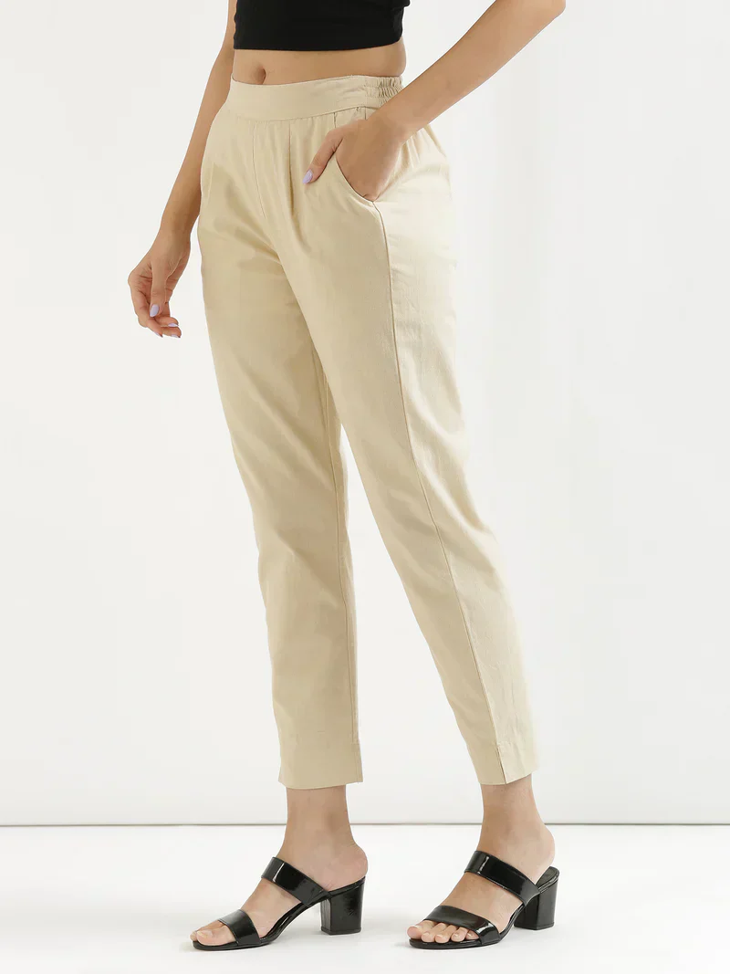 Beige Cotton Pant - Image 3