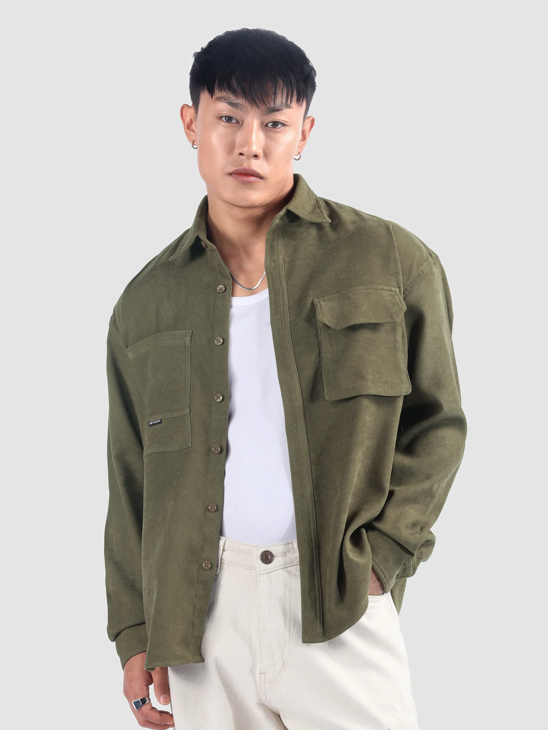 Beige Utility Shirt - Image 7