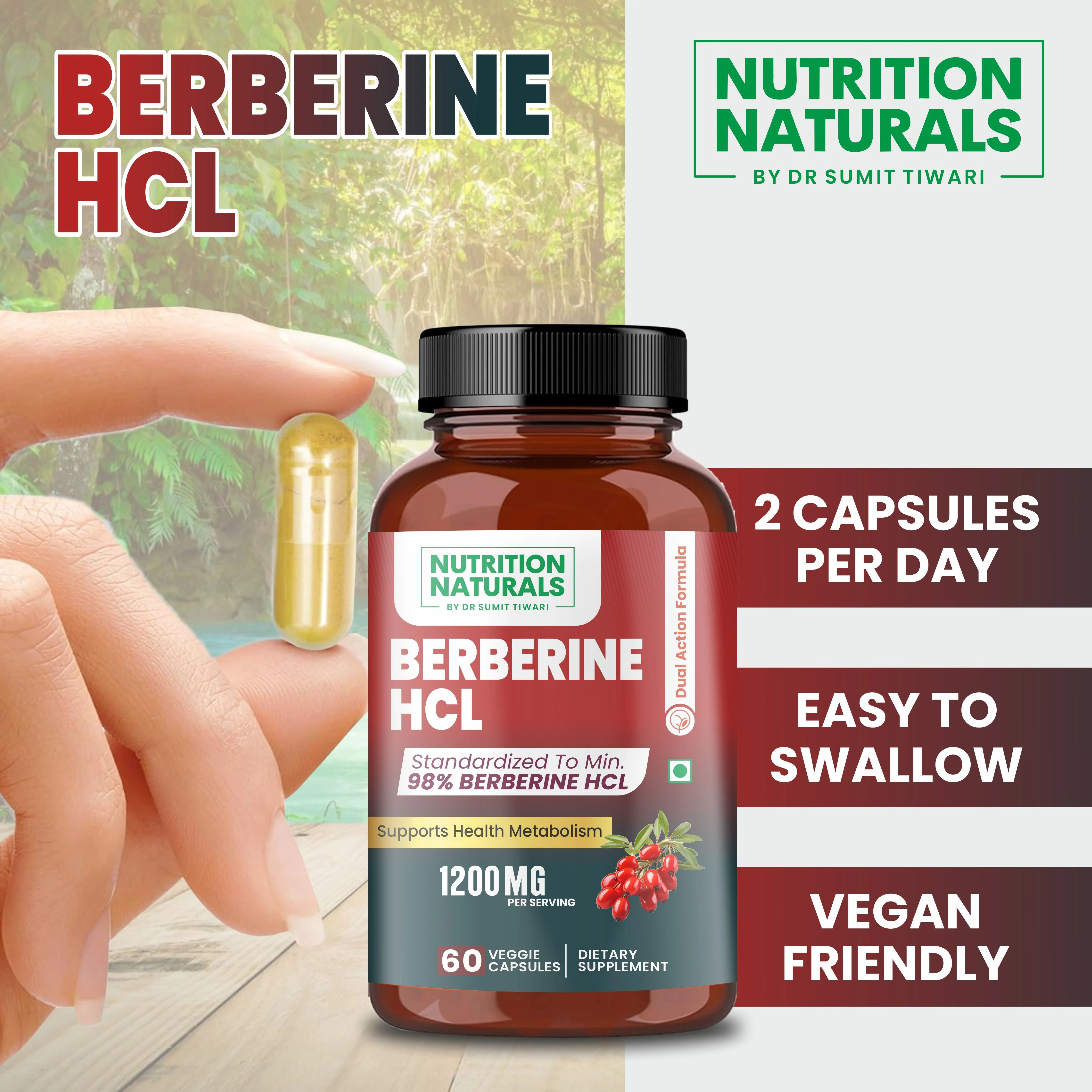 Berberine HCL 1200mg (60 capsules) - Image 5