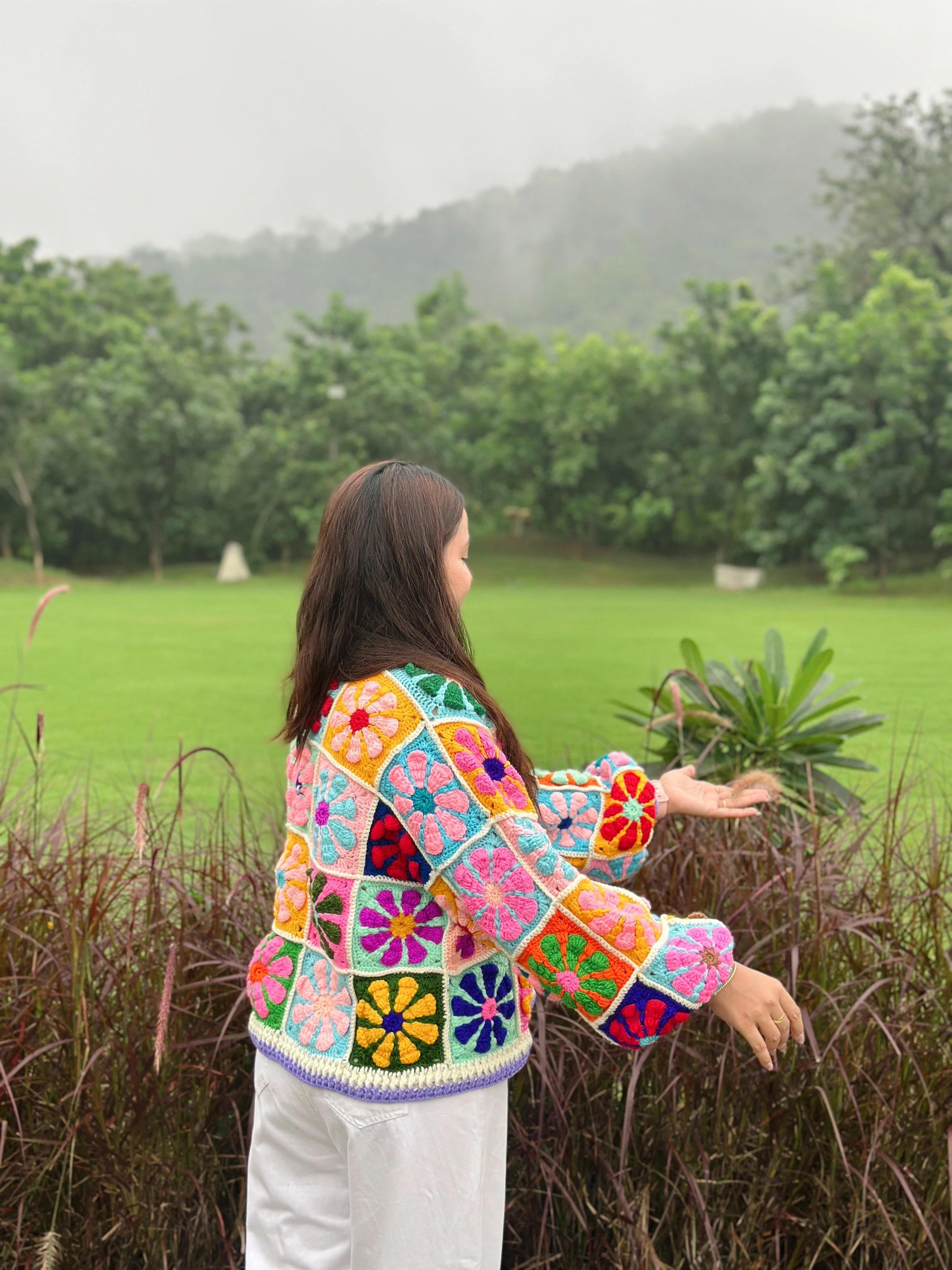 Berry MultiPatch Handmade Cardigan - Image 4
