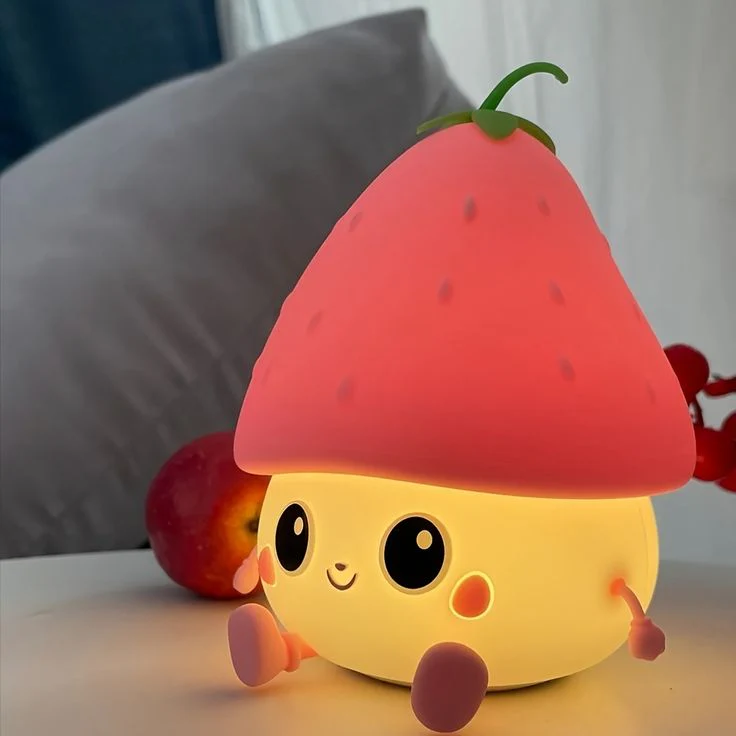 BerryBrite: Cute & Quirky Strawberry LED Nightlight with Touch Sensor, USB-C Charging & Adjustable Brightness Squishy Lamp - Image 3
