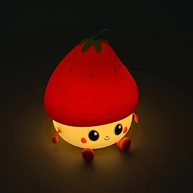 BerryBrite: Cute & Quirky Strawberry LED Nightlight with Touch Sensor, USB-C Charging & Adjustable Brightness Squishy Lamp - Image 4