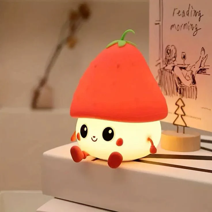 BerryBrite: Cute & Quirky Strawberry LED Nightlight with Touch Sensor, USB-C Charging & Adjustable Brightness Squishy Lamp - Image 5