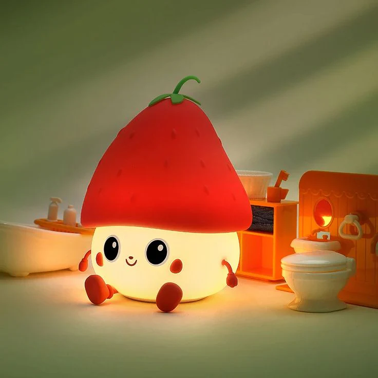 BerryBrite: Cute & Quirky Strawberry LED Nightlight with Touch Sensor, USB-C Charging & Adjustable Brightness Squishy Lamp - Image 6