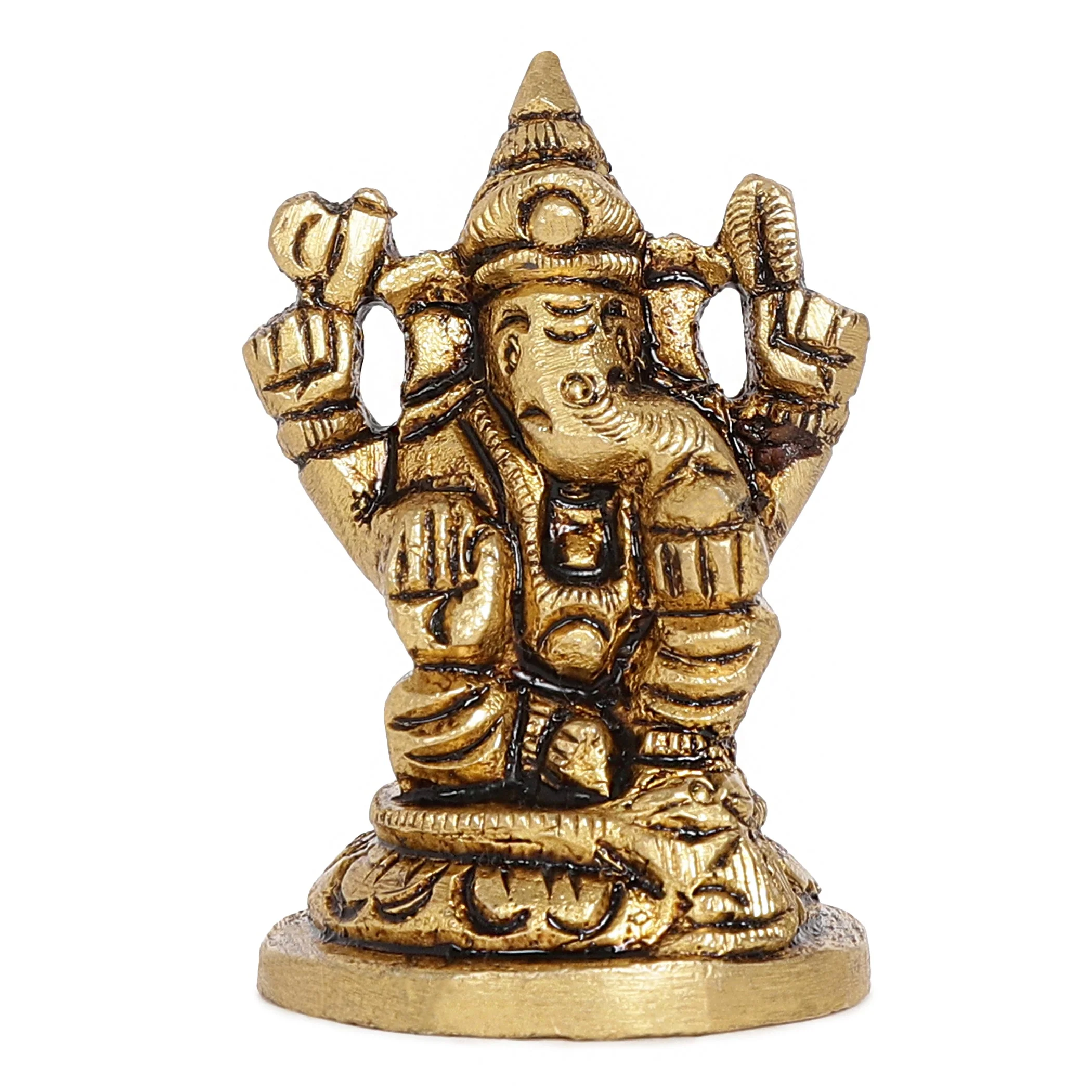 Bhakti Ganapati Brass Idol | 100% Pure Brass | Antique Finish - Image 3