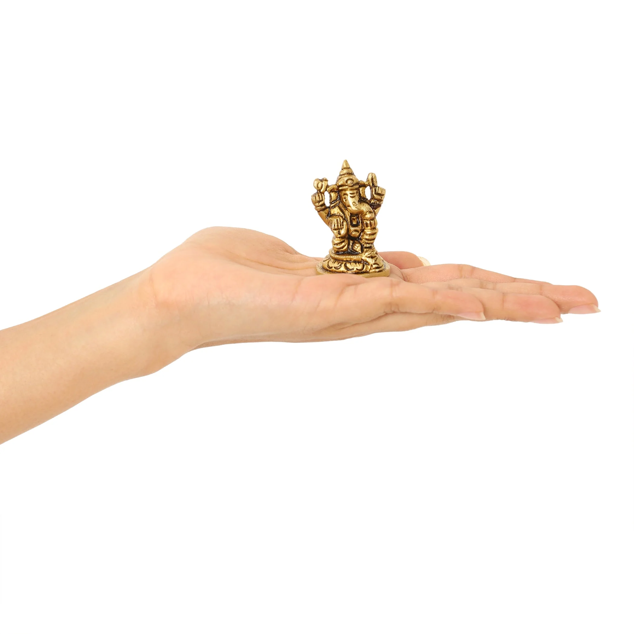 Bhakti Ganapati Brass Idol | 100% Pure Brass | Antique Finish - Image 4