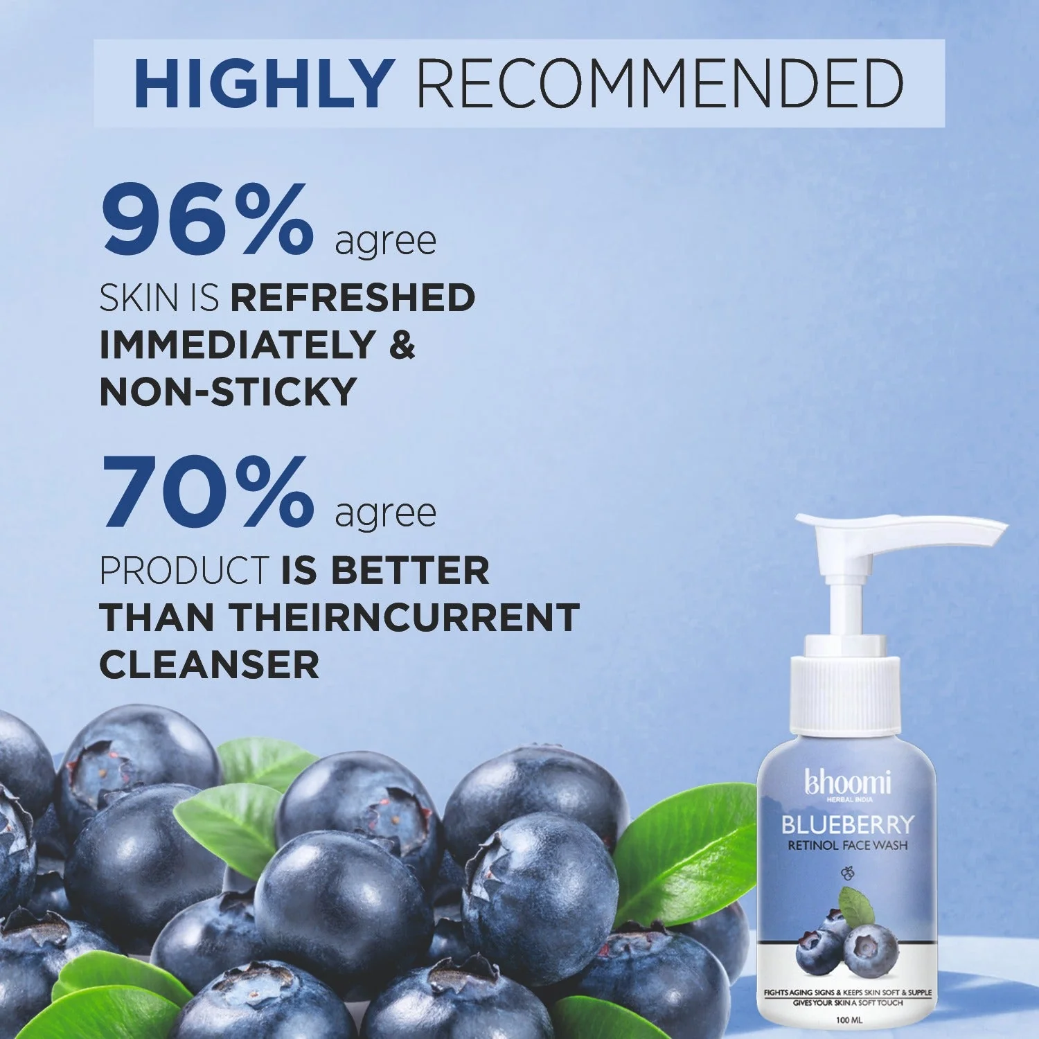 Bhoomi herbal India Blueberry Retinol Face Wash (100 ml) Pack of 3 - Image 6