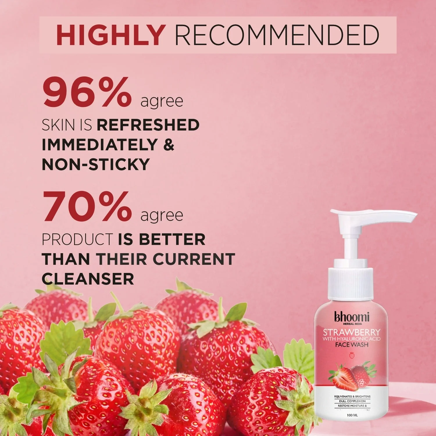 Bhoomi herbal India Strawberry with Hyaluronic acid Face Wash (100 ml)- Pack of 2 - Image 10