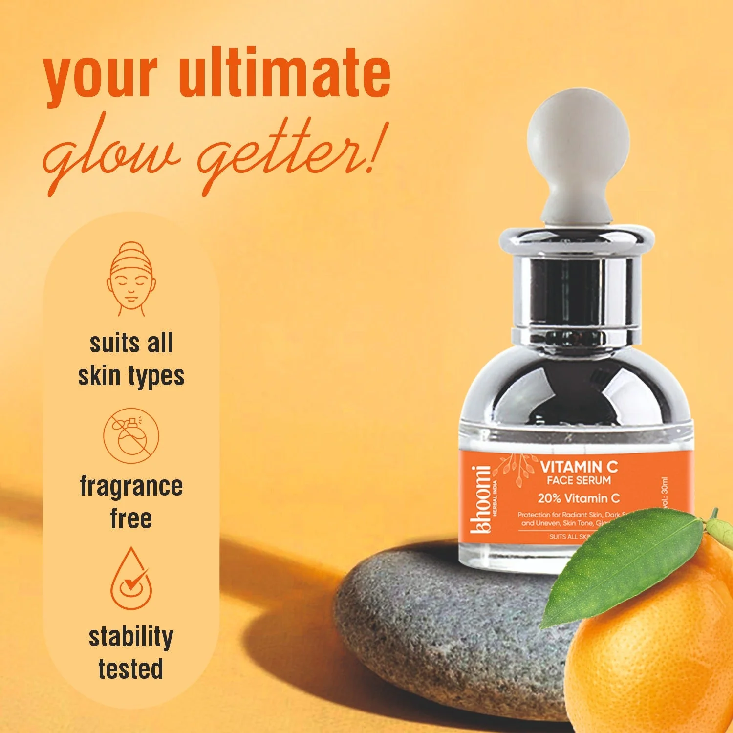 Bhoomi herbal India Vitamin C Face Serum (30 ml): 20% Vitamin C- Pack of 1 - Image 4