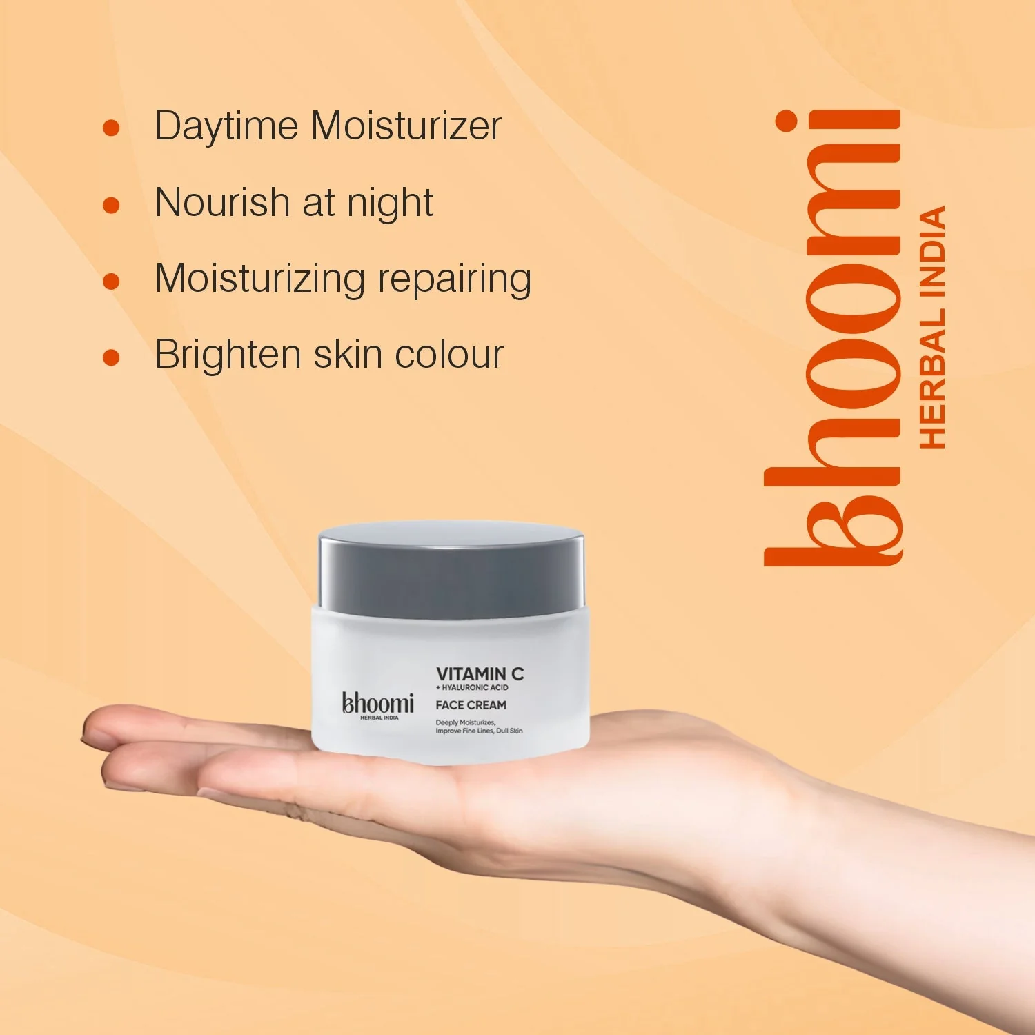 Bhoomi Herbal India Vitamin C + Hyaluronic Acid Face Cream (50gm)- Pack of 1 - Image 3