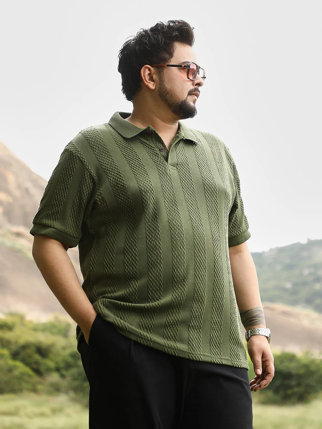 Bi-Panel Polo T-Shirt - Image 9