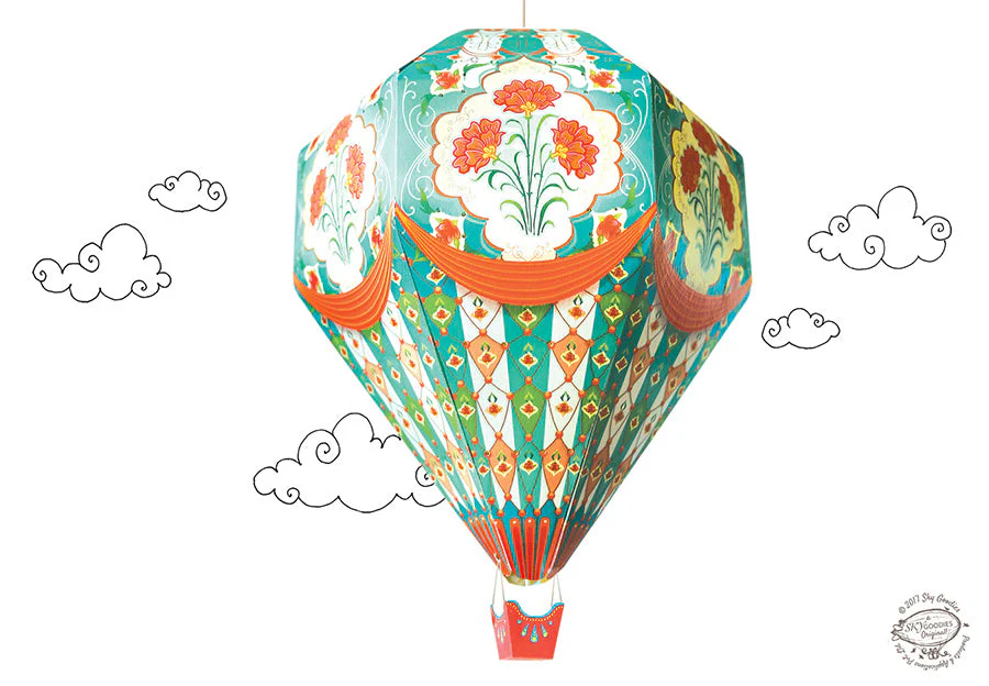 Big Blue Hot Air Balloon DIY Paper Lamp Shade - Image 4