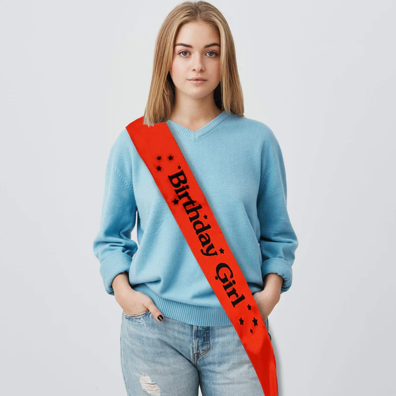 Birthday Girl Printed Sash (Rose-Red) (Pack of 1) - Image 5