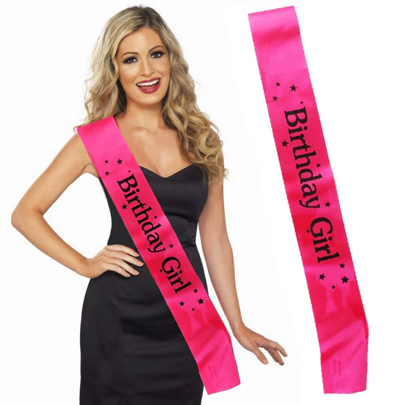 Birthday Girl Printed Word Sash (Pink) (Pack of 1) - Image 2