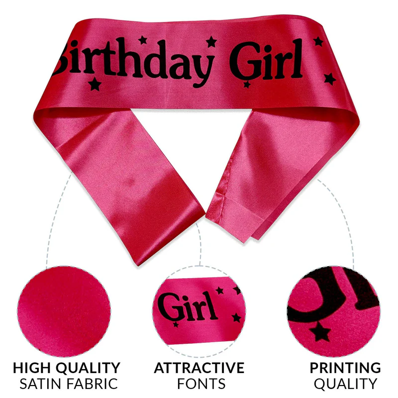 Birthday Girl Printed Word Sash (Pink) (Pack of 1) - Image 5