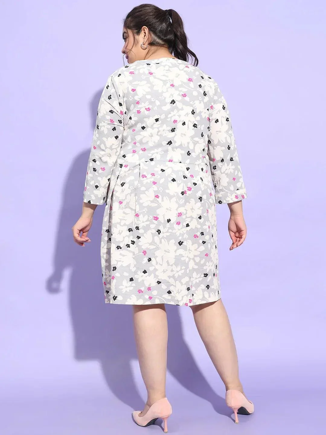 Bizzy Multicolor Long Sleeve Plus Size Curvy Women Dress - Image 5