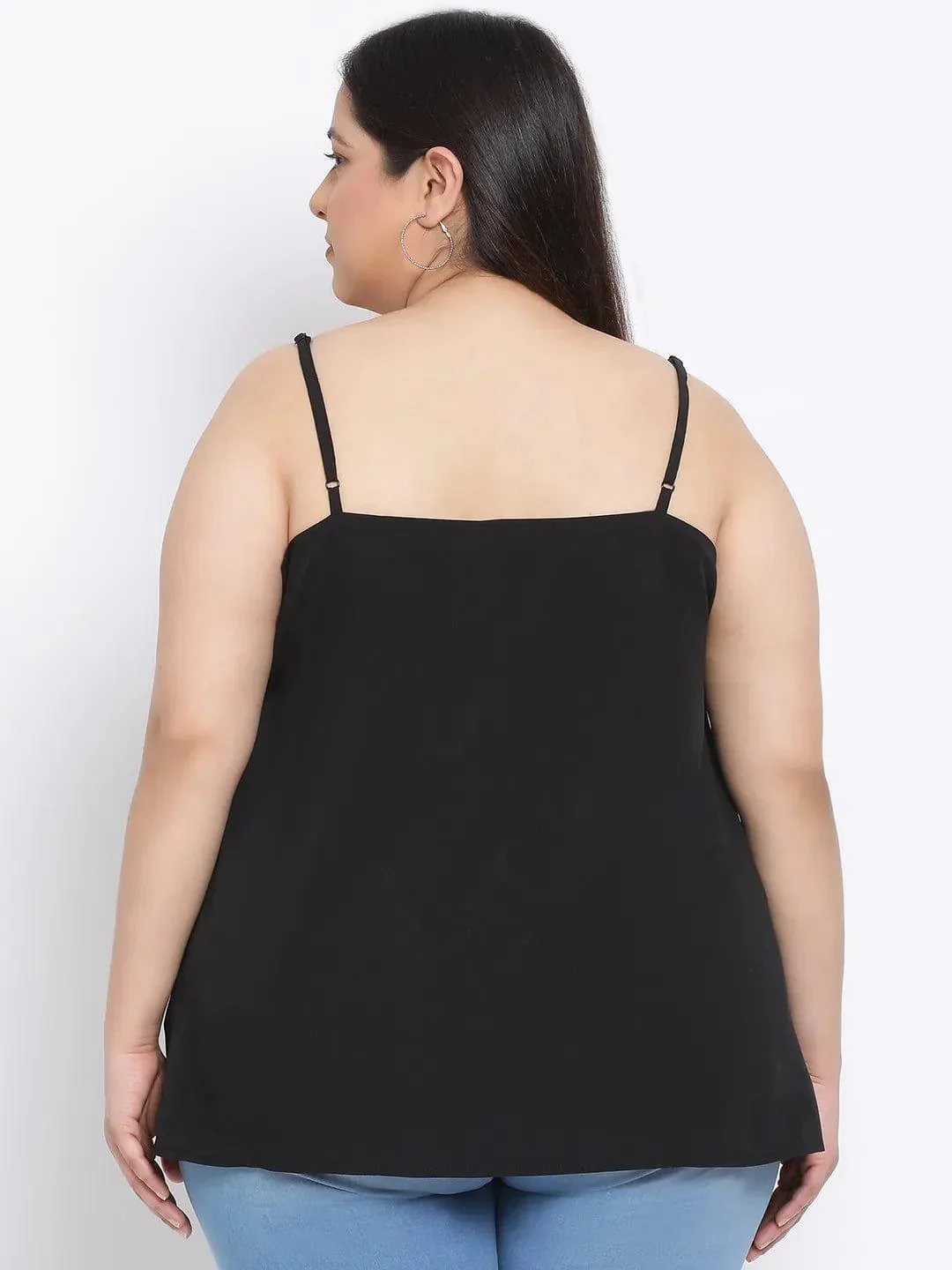Black Basic Plus Size Spaghetti Top - Image 5