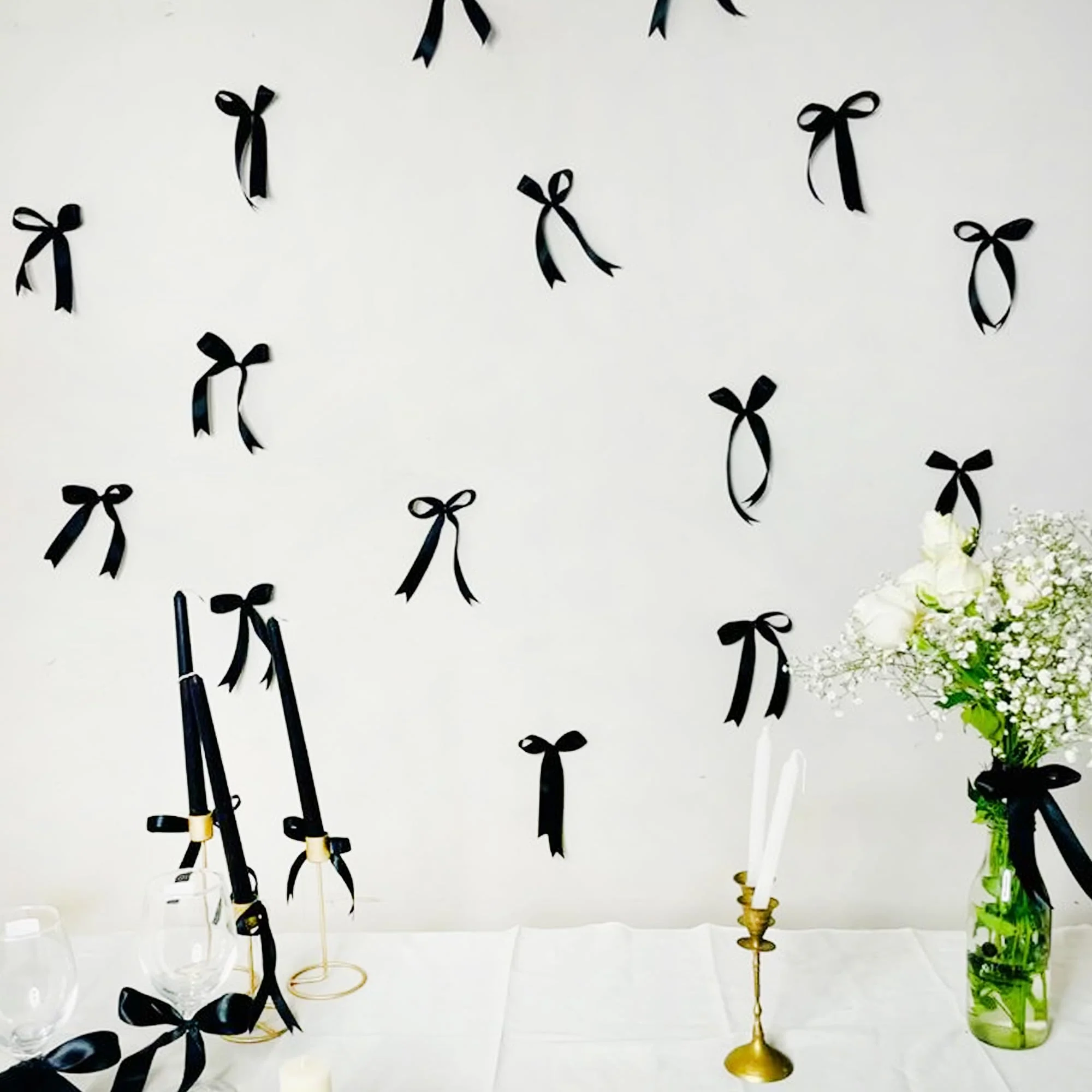 Black bow birthday theme decoration