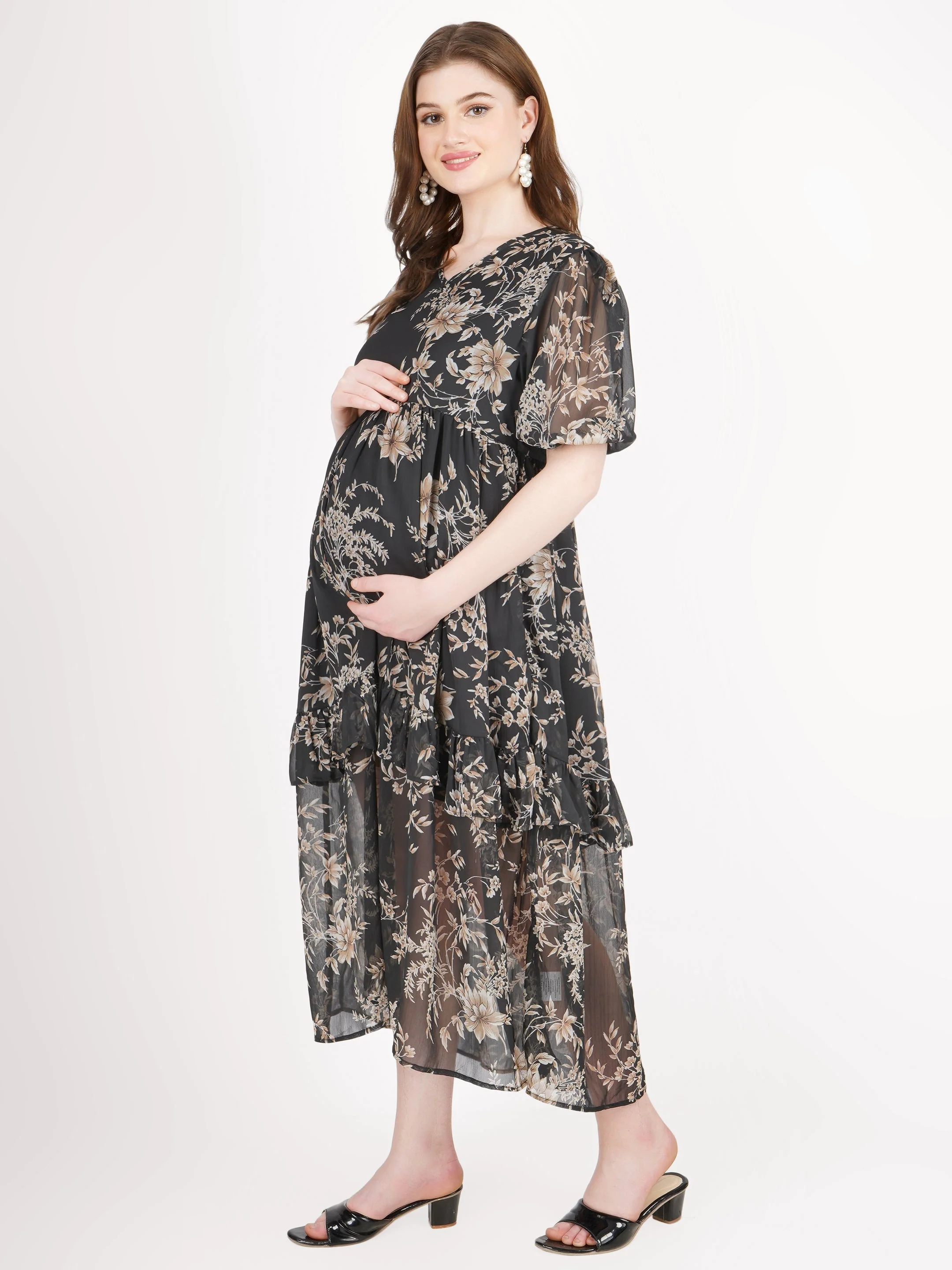 Black Chiffon Maternity dress - Image 3