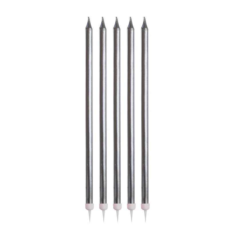 Black Color Slim Tall Long Birthday Candle Set (Pack of 6)