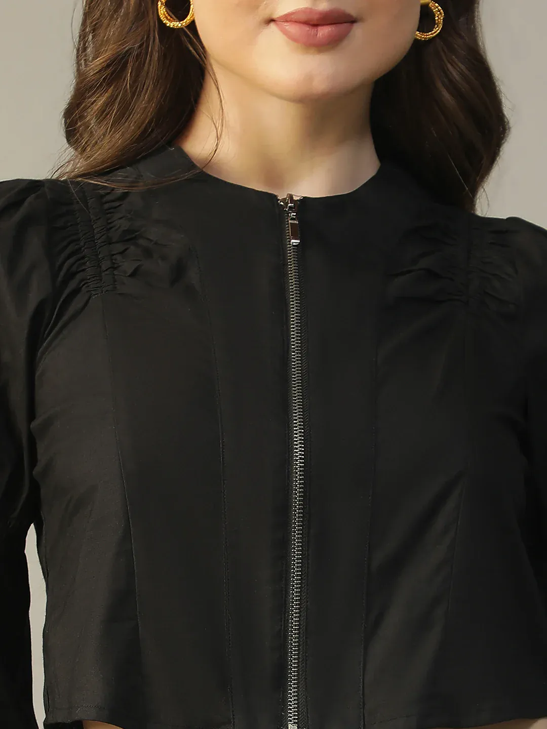 Black Cotton Women’s Crop Top - Image 2