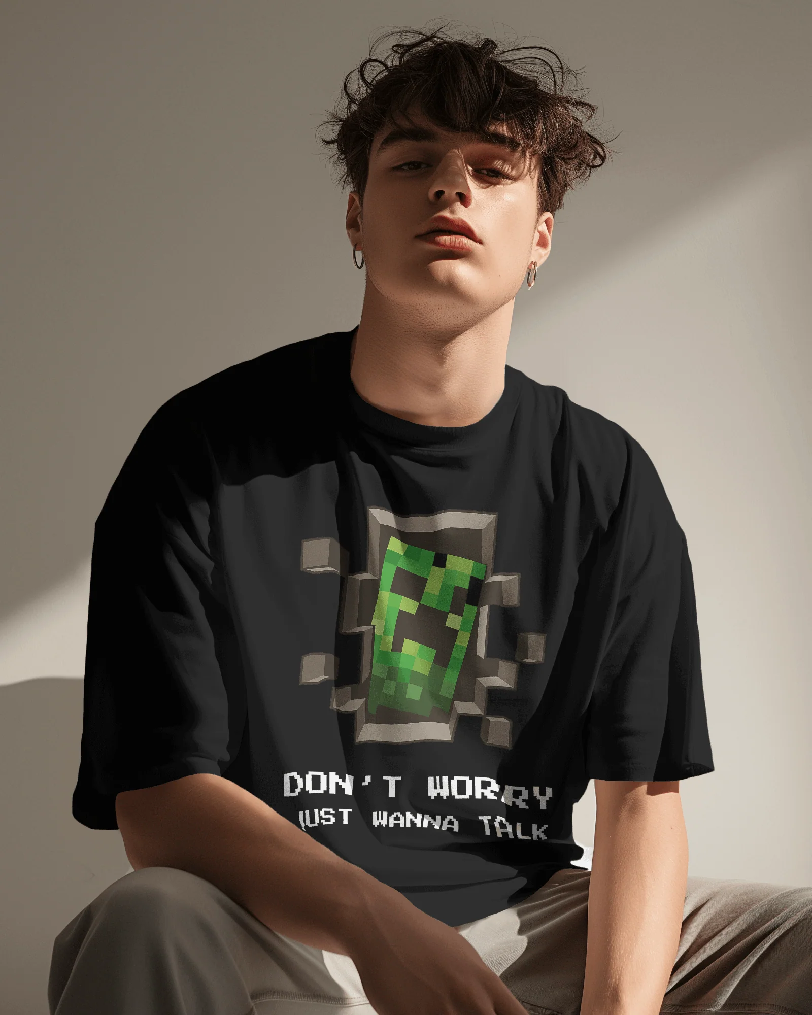 Black creep Graphic printed Oversized Tshirt - Image 2