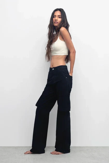 BLACK DENIM CARGO - Image 2