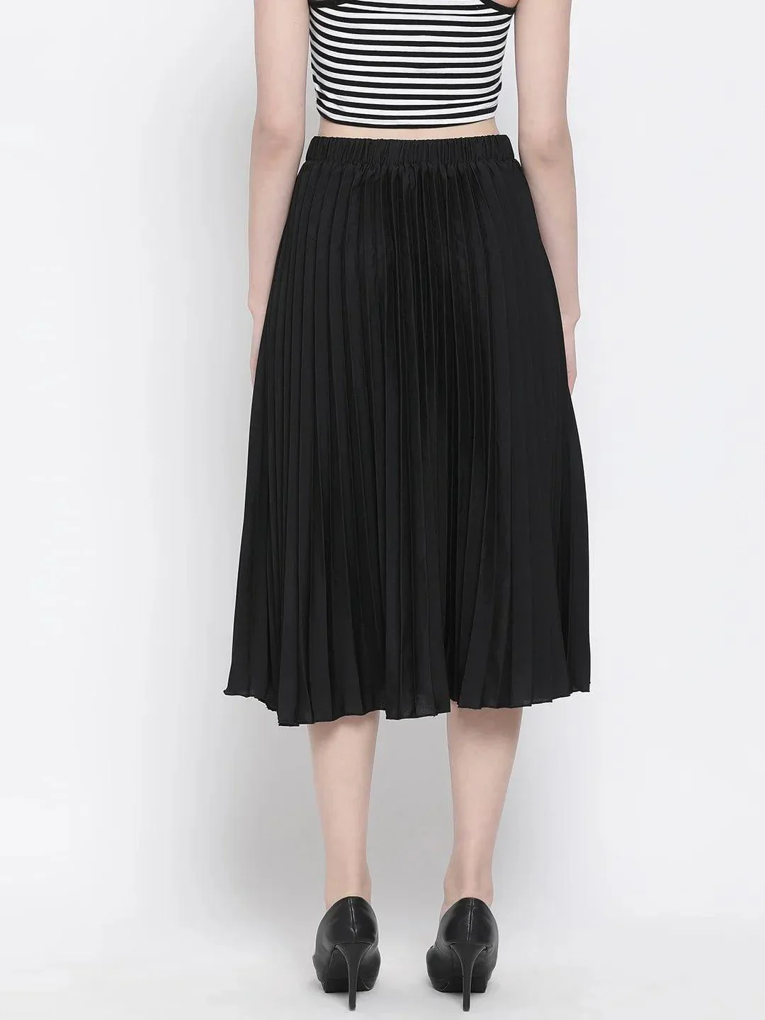 Black East Pleated Women Skirt For Elegant Evening Style - Image 3