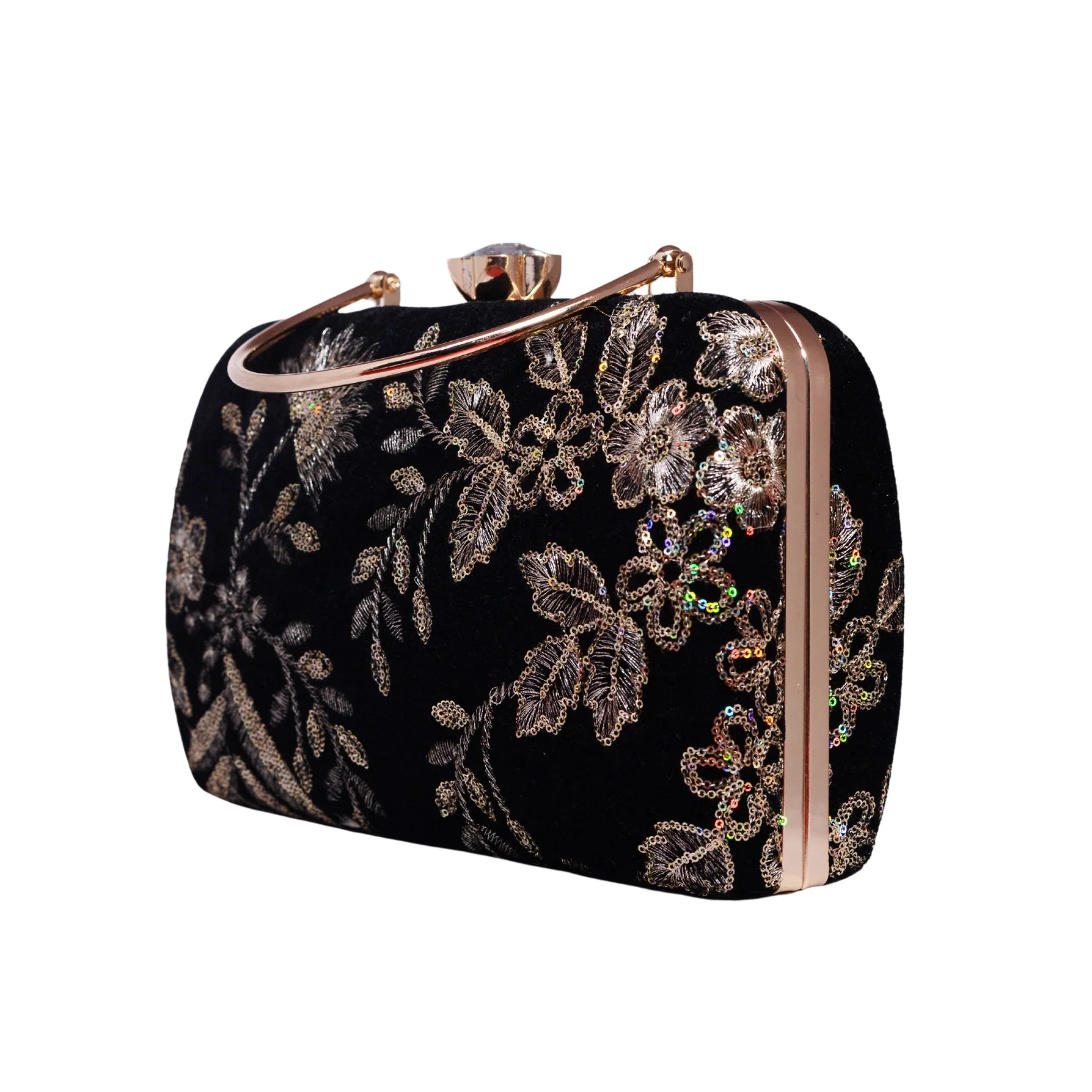 Black Flower Emroidered Clutch - Image 3